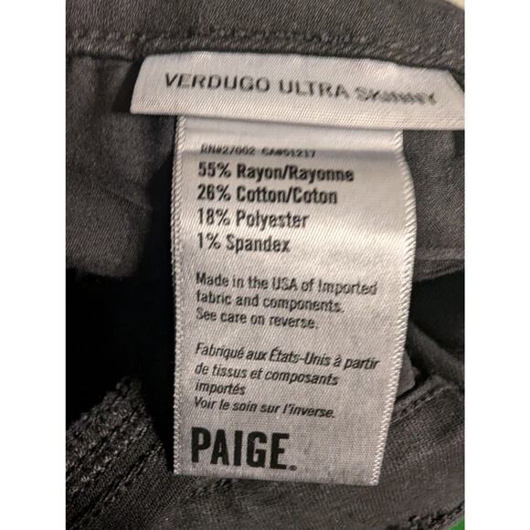 NWT Paige Evereve Verdugo Ultra Skinny in Black Fog Luxe Coating - Picture 9 of 9